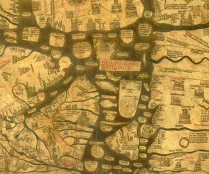 Detail des Mittelmeers aus der Mappa Mundi, ca. 1290